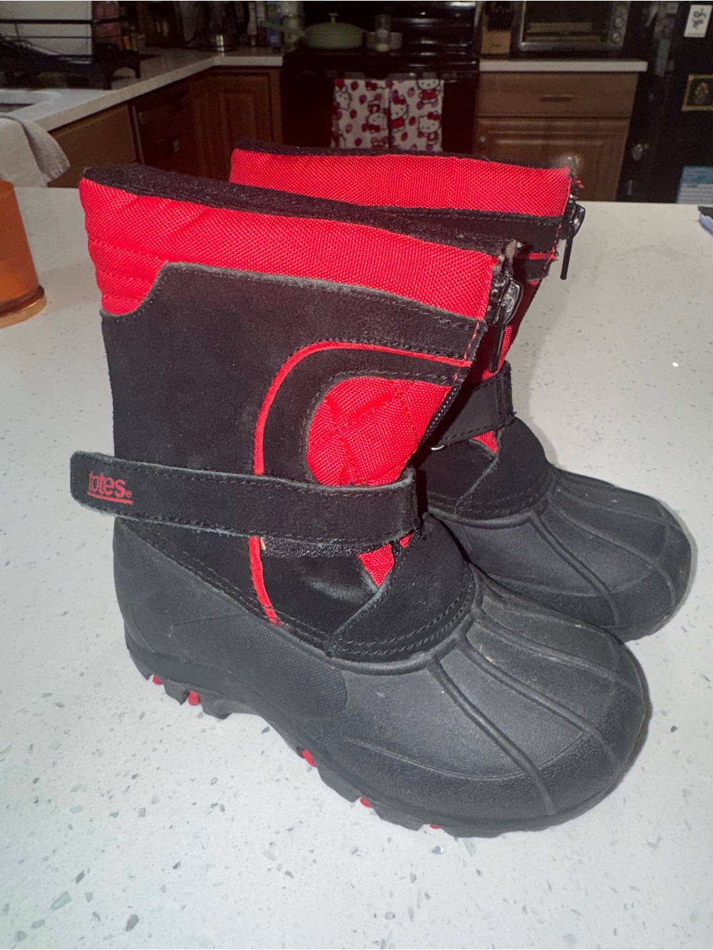Kids Waterproof Winter Boots - Black and Red